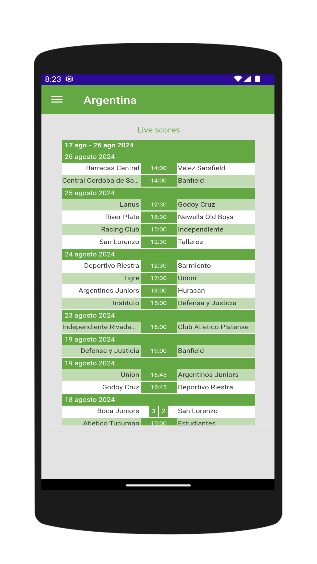 FutbolLibre App Android app screenshot